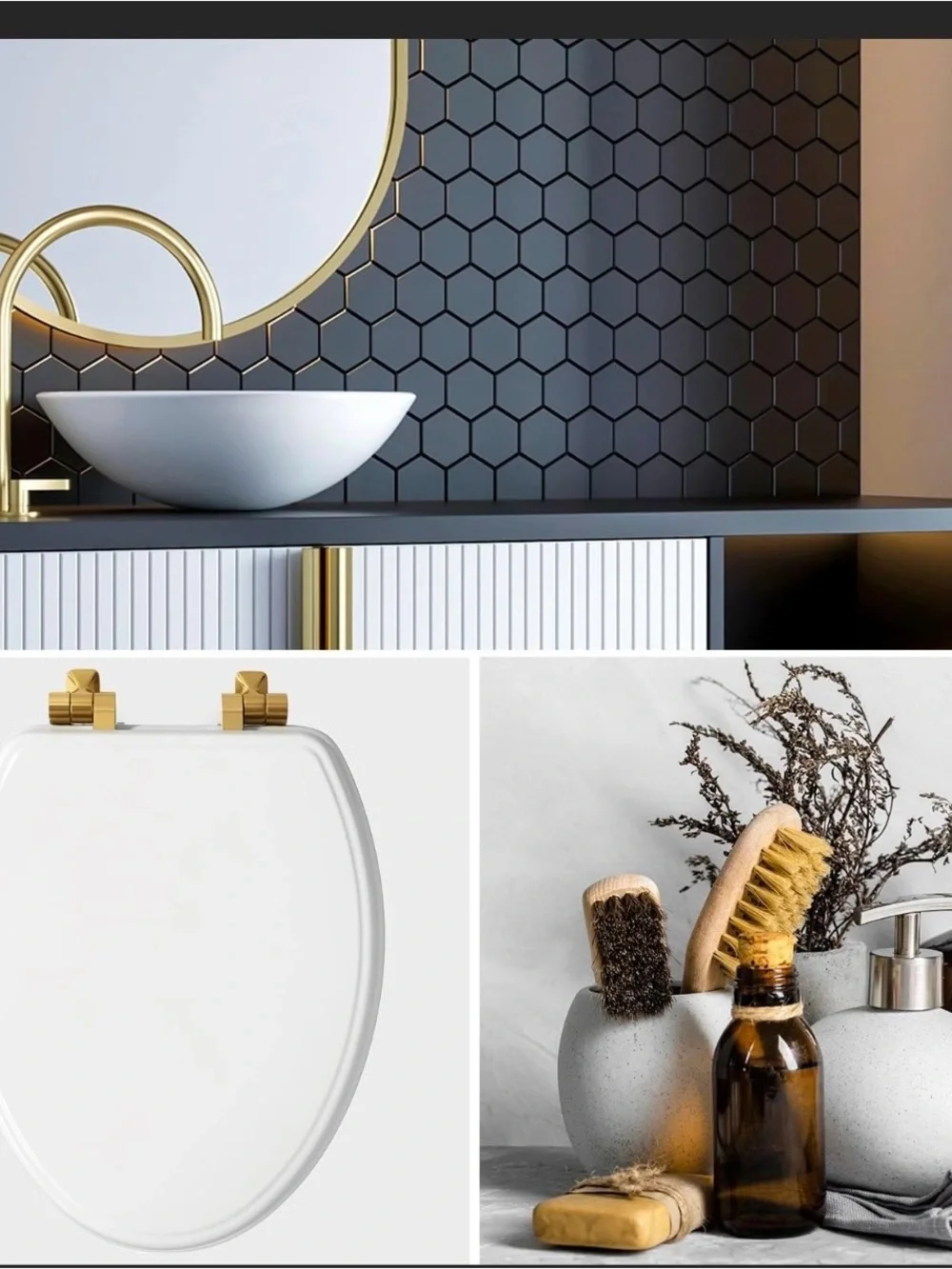Mayfair toilet seat brushed gold hinges, elongated